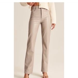 Abercrombie & Fitch Khaki Ultra High Rise Leather Pants